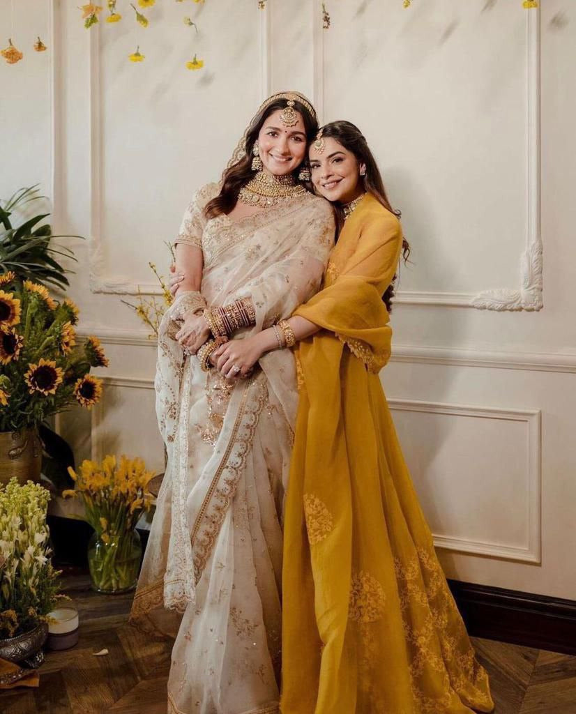 Beautiful Alia Bhatt organza silk Wedding Saree