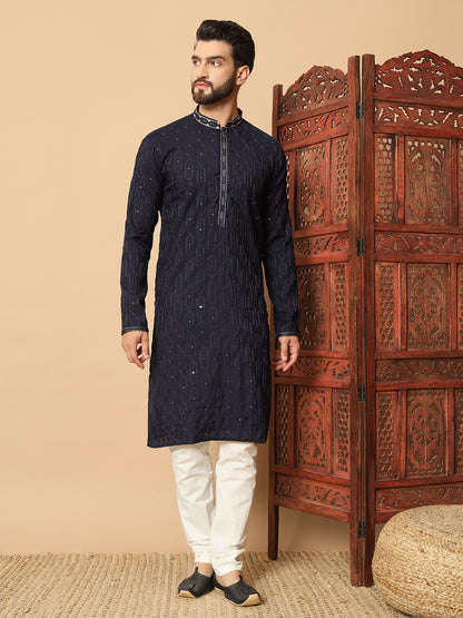 Party Wear Pvr Silk Blue Kurta Pyjama
