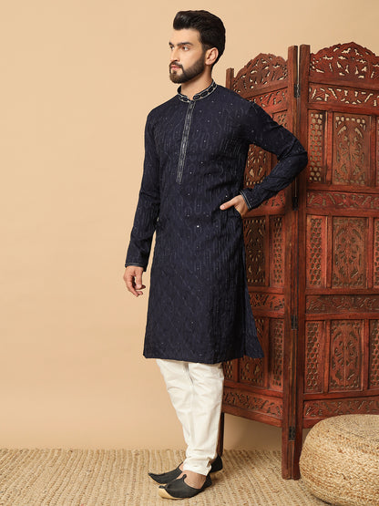 Party Wear Pvr Silk Blue Kurta Pyjama