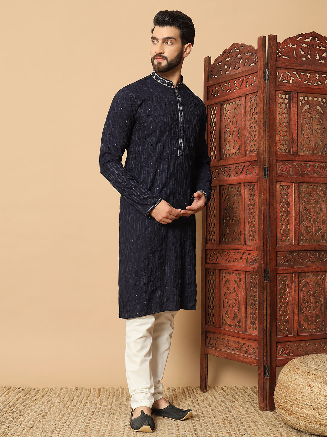Party Wear Pvr Silk Blue Kurta Pyjama