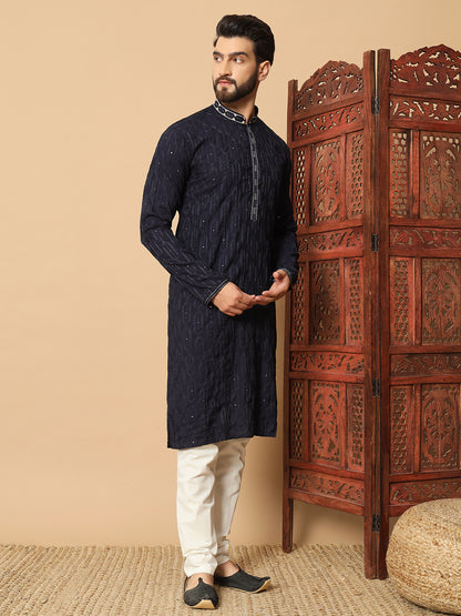 Party Wear Pvr Silk Blue Kurta Pyjama