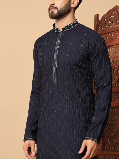 Party Wear Pvr Silk Blue Kurta Pyjama