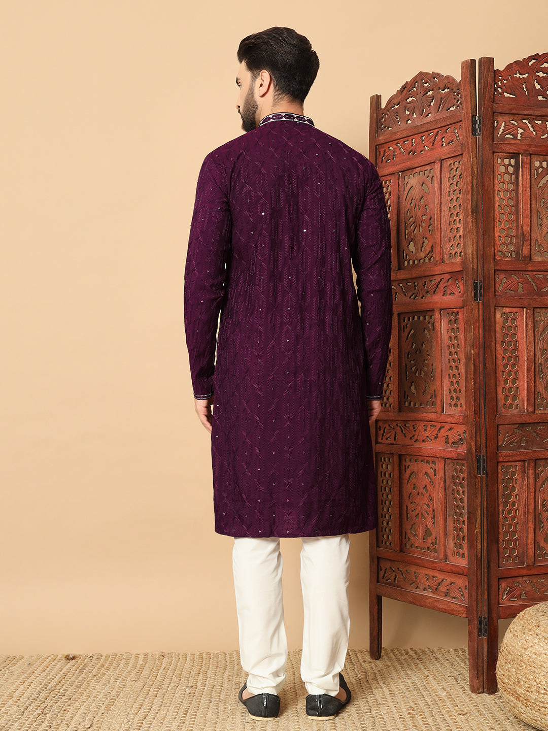 Party Wear Pvr Silk Purple Kurta Pyjama