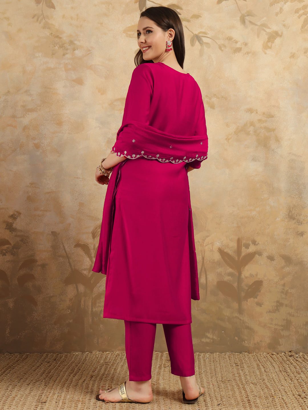 Rani Color Viscoz Chanderi Casual Kurti Pant Set
