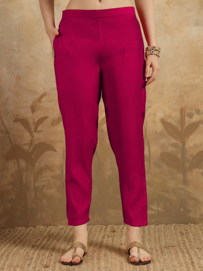 Rani Color Viscoz Chanderi Casual Kurti Pant Set