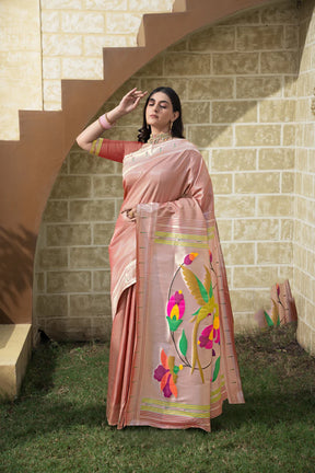 Maroon Silk Paired With Intricate Paithani Motifs Saree