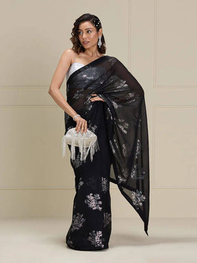 Black Georgette Saree with Satin Blouse