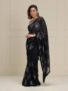 Black Georgette Saree with Satin Blouse