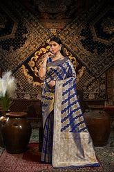 Traditional Blue Banarasi Silk Saree with Zari Work