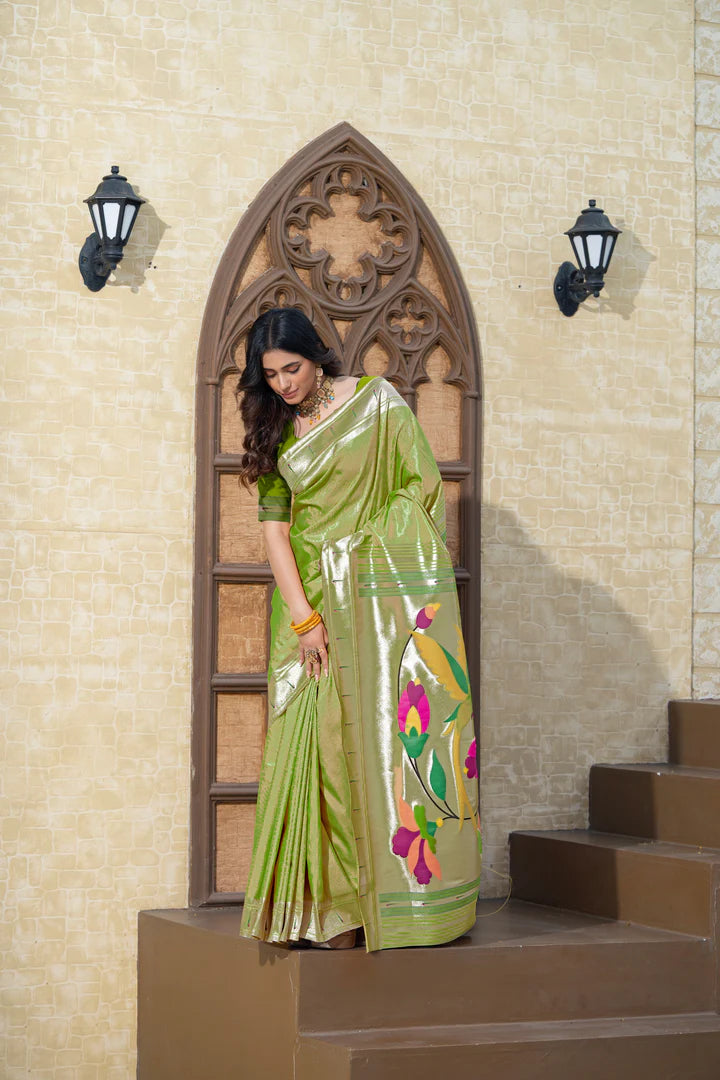 Elegant Green Paithani Silk Saree