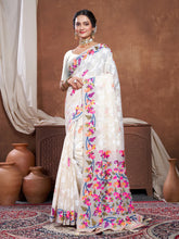 Festive & Elegant Off-White Grey Cotton Jamdani Saree