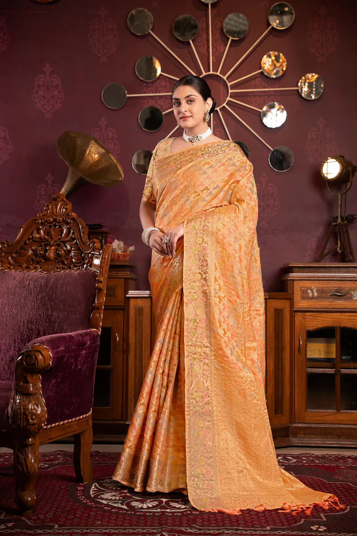 Organza Silk Saree with Zari Work & Art Silk Blouse – Perfect for Weddings