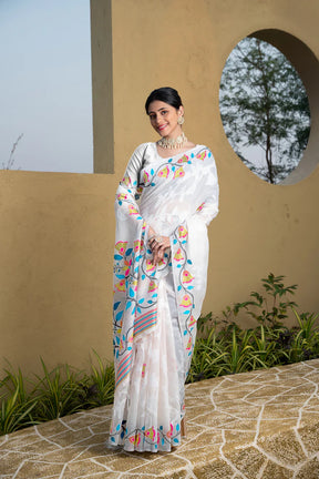 Premium White Cotton Jamdani Saree