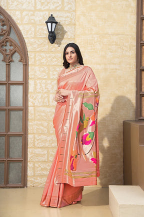 Peach Paithani Silk Elegance