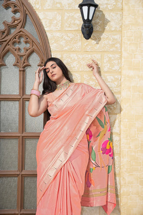 Peach Paithani Silk Elegance