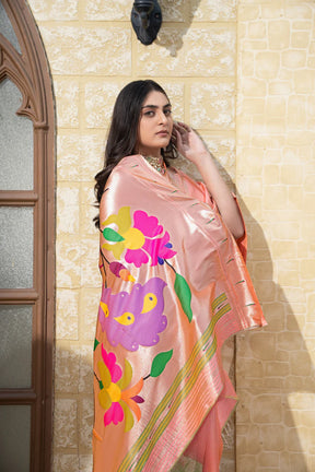 Peach Paithani Silk Elegance