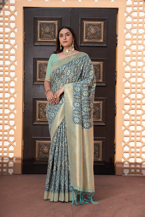 Blue Ikat Silk Saree – Elegant Weaving for Modern Women