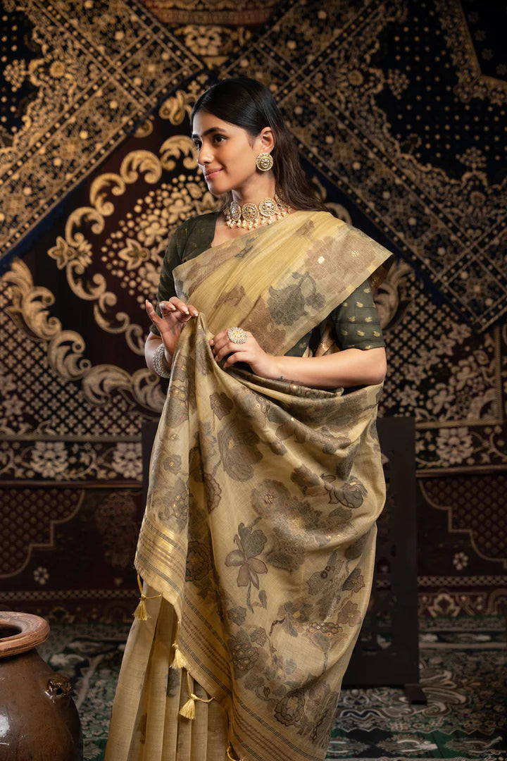 Light Brown Soft Cotton Jamdani Saree