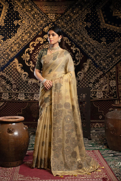 Light Brown Soft Cotton Jamdani Saree