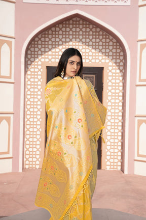 Vastraan Yellow Saree – Zari Woven Cotton Silk Grace