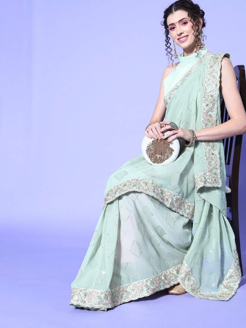 RV creation presents a Georgatte embroidery Saree Collection