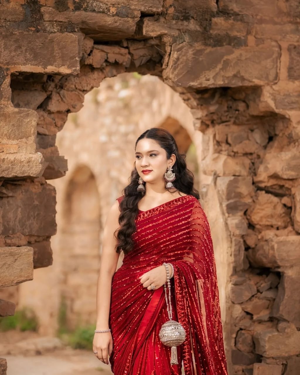 Red Color Georgette Party Wear Saree