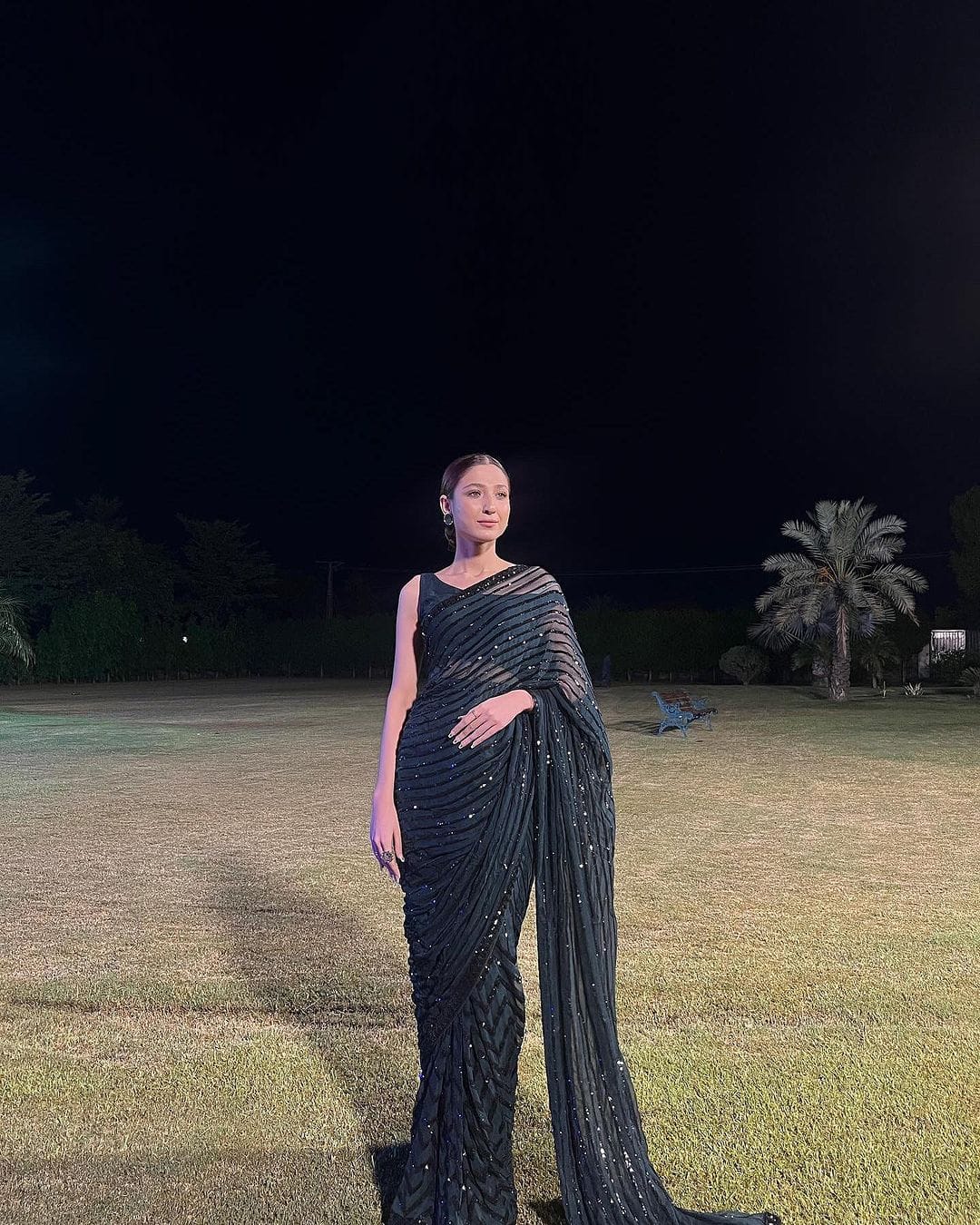 New Black Color Sequence Work Saree