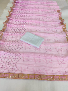 Pink Color Georgette Party Wear Saree