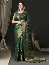 Dazzling Green Color Georgette Designer Saree