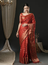 Dazzling Orange Color Georgette Designer Saree