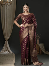 Dazzling Purple Color Georgette Designer Saree