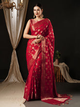 Desirable Red Color Georgette Party Wear Saree