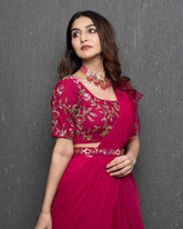 Beautiful Organza Silk Ready to wear saree (Red)