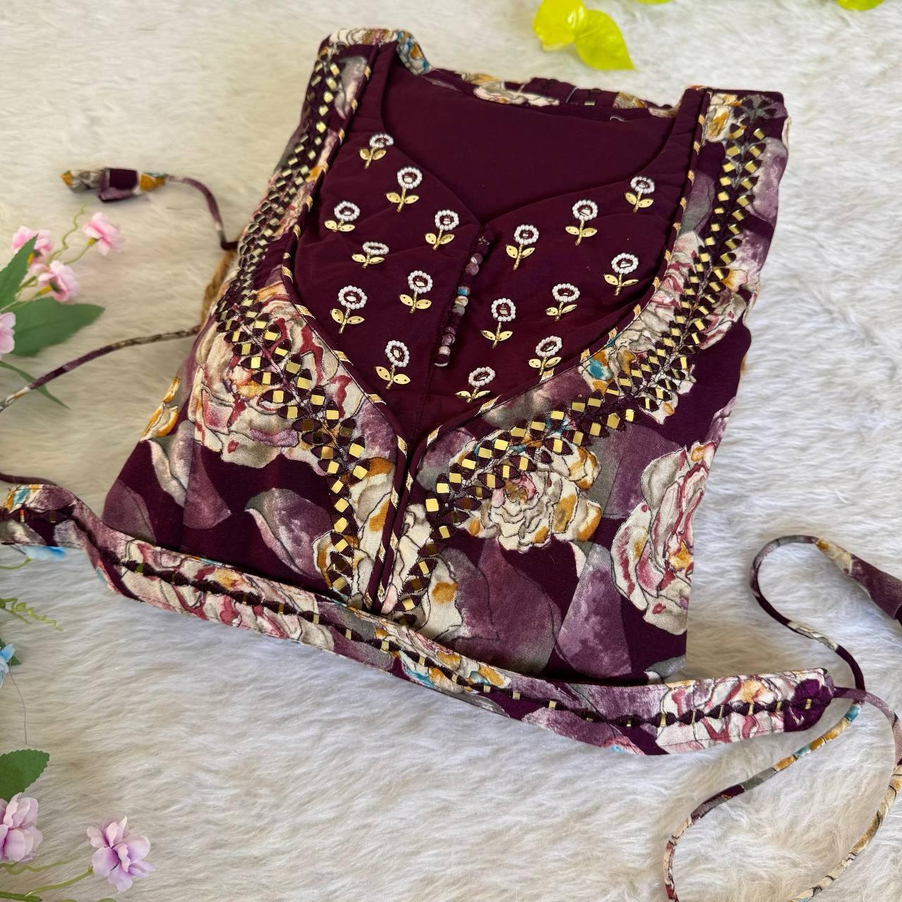 Party Wear Embroidered And Handwork Gown