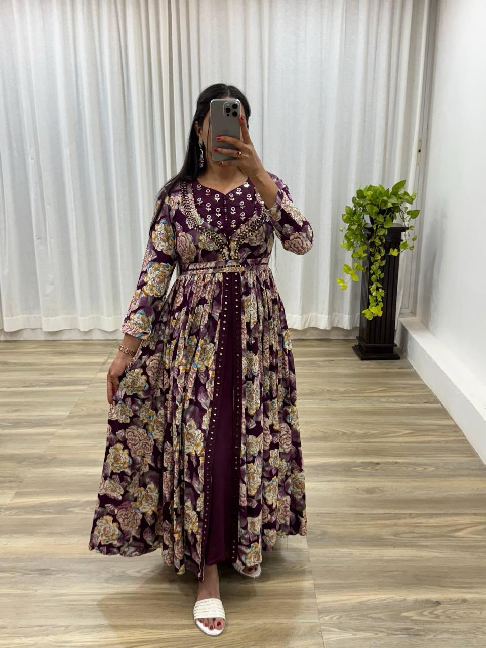 Party Wear Embroidered And Handwork Gown
