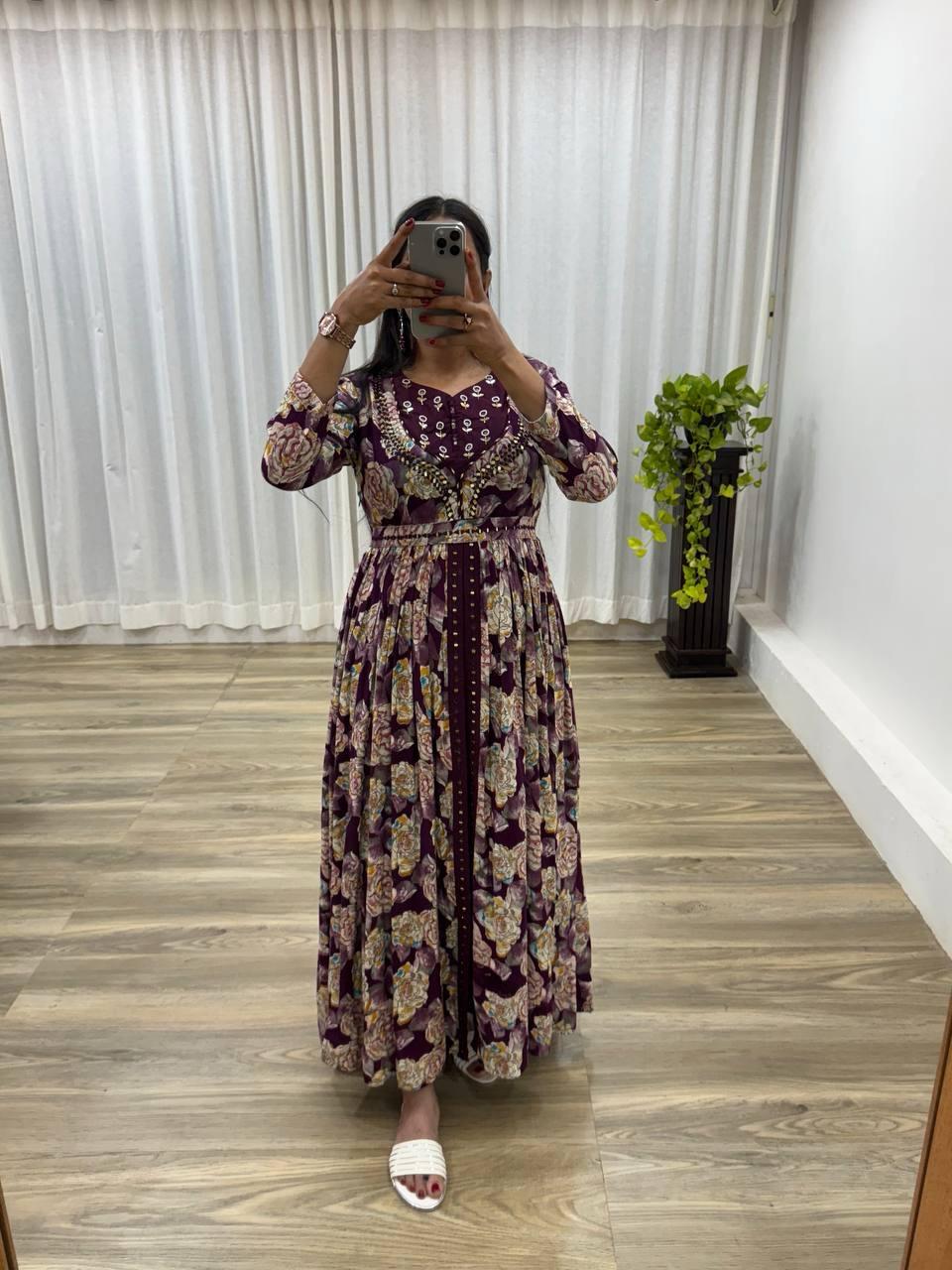 Party Wear Embroidered And Handwork Gown