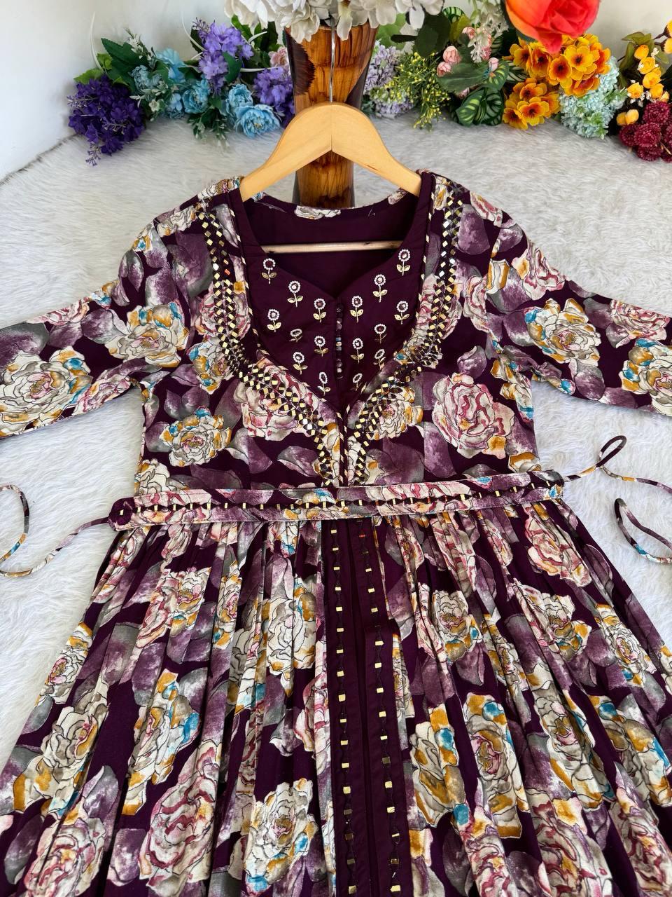 Party Wear Embroidered And Handwork Gown