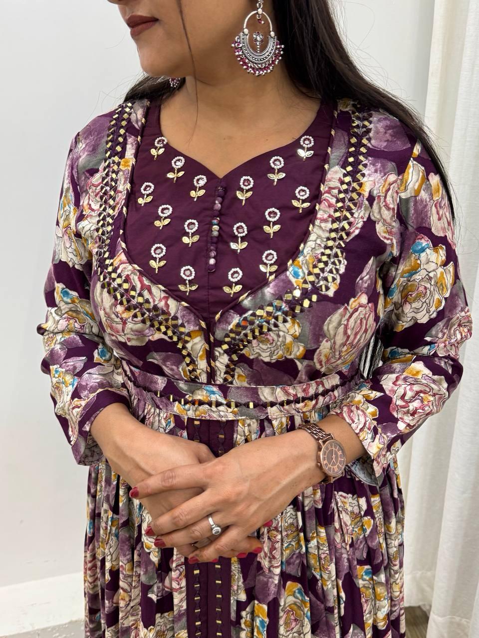 Party Wear Embroidered And Handwork Gown