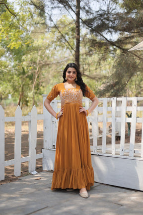 Party wear Gown Yellow Color