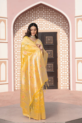 Vastraan Yellow Saree – Zari Woven Cotton Silk Grace