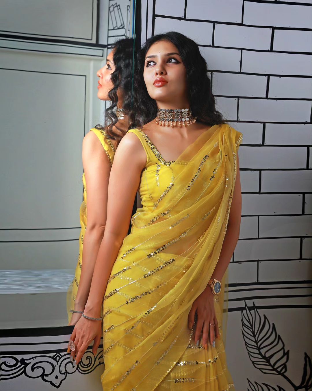 Amazing Yellow Color Georgette Party Wear Saree