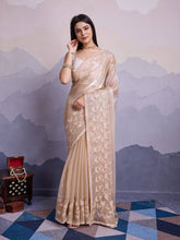 Beige Jimmy Choo Embroidery Sequins Saree