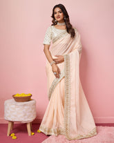 Beige Organza Premium Saree