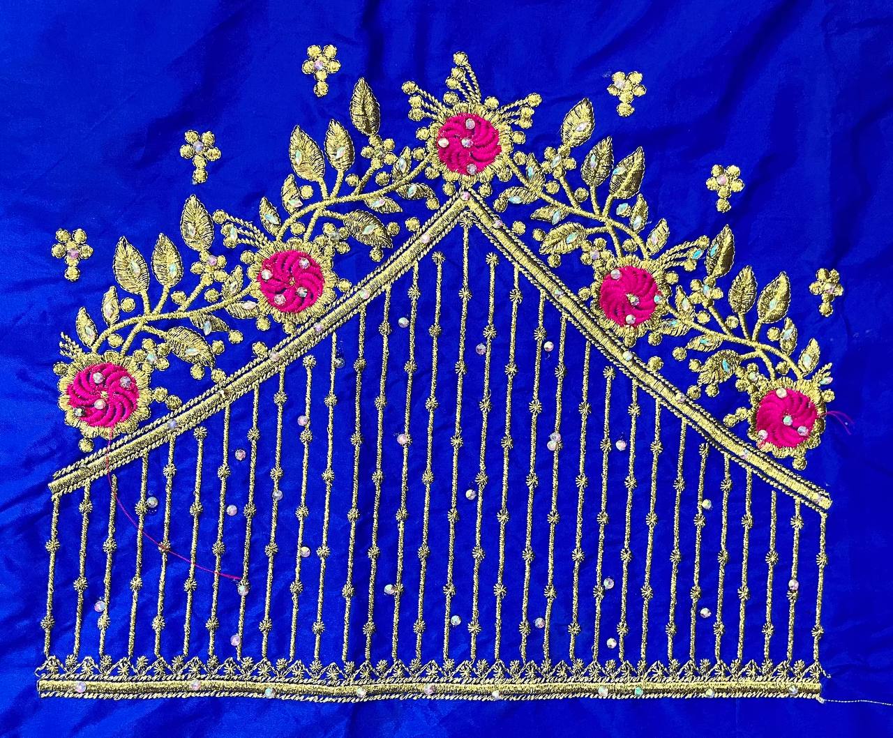 VS 103 Blue Color Cotton Silk Embroidery Work Akupattu Blouse