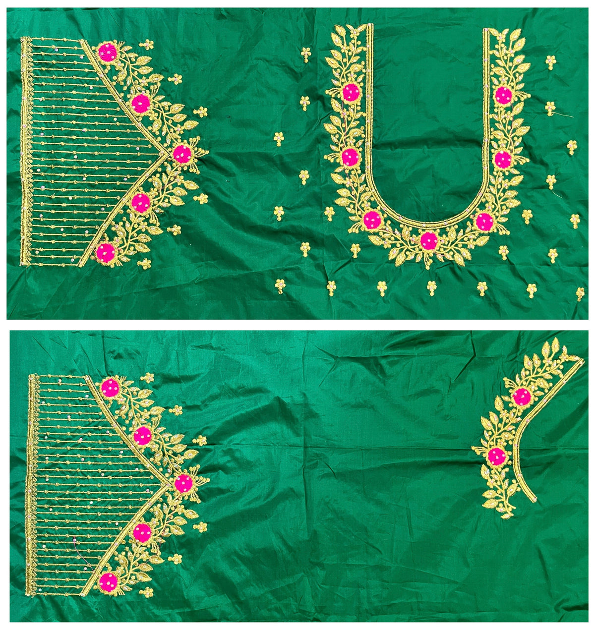 VS 103 Green Color Cotton Silk Embroidery Work Akupattu Blouse