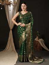 Peaceful Green Color Georgette Designer Saree