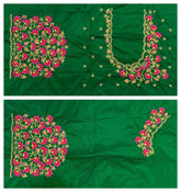 VS 100 Green color Cotton Silk Embroidery Work Blouse