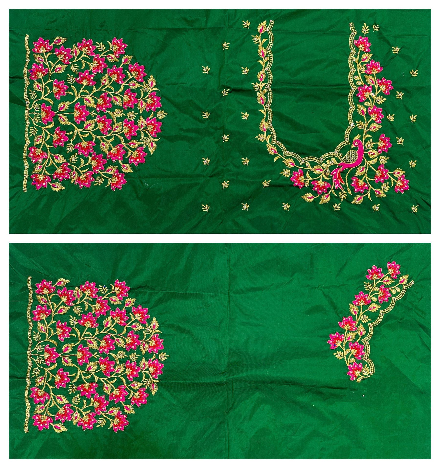 VS 100 Green color Cotton Silk Embroidery Work Blouse