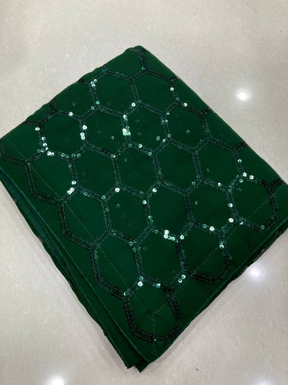 Green Georgette Sequence Work Premium Saree
