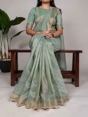 Trending Grey Color Mannat Silk Occasional Saree